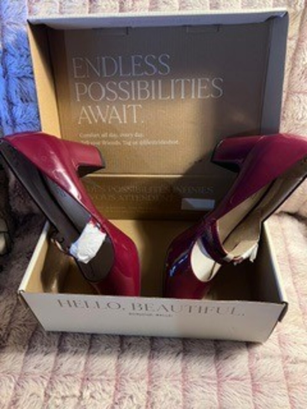 Burgundy High Heel Ankle Strap Women's Dress Shoes - Size 10
